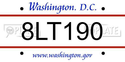 8LT190 District Of Columbia License Plate