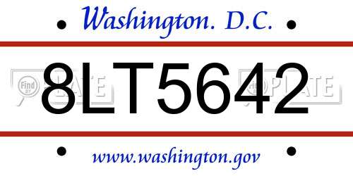 8LT5642 District Of Columbia License Plate