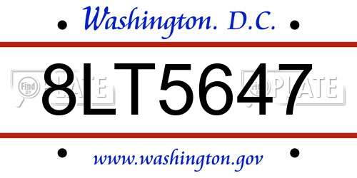 8LT5647 District Of Columbia License Plate