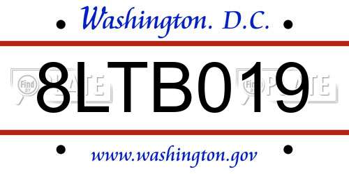 8LTB019 District Of Columbia License Plate