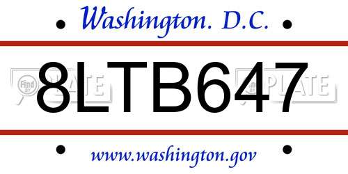 8LTB647 District Of Columbia License Plate