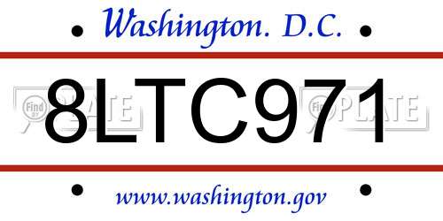 8LTC971 District Of Columbia License Plate