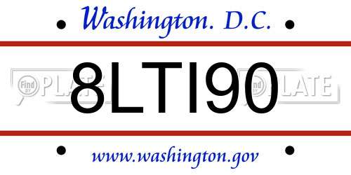 8LTI90 District Of Columbia License Plate