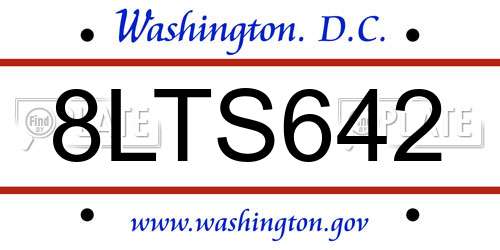 8LTS642 District Of Columbia License Plate