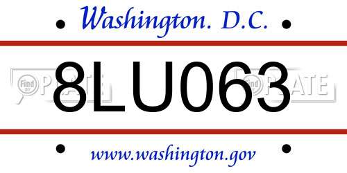 8LU063 District Of Columbia License Plate