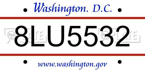 8LU5532 District Of Columbia License Plate