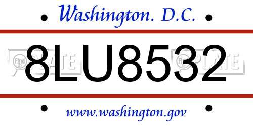 8LU8532 District Of Columbia License Plate