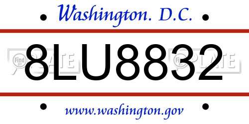 8LU8832 District Of Columbia License Plate