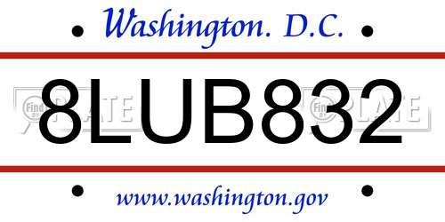 8LUB832 District Of Columbia License Plate
