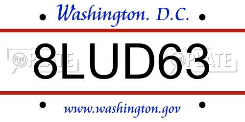 8LUD63 District Of Columbia License Plate