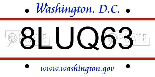 8LUQ63 District Of Columbia License Plate