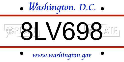 8LV698 District Of Columbia License Plate