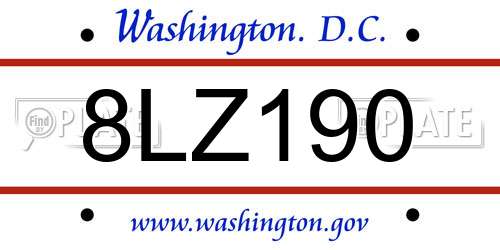 8LZ190 District Of Columbia License Plate