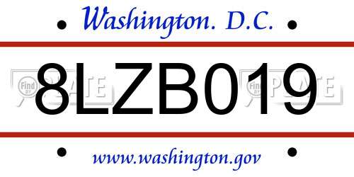 8LZB019 District Of Columbia License Plate