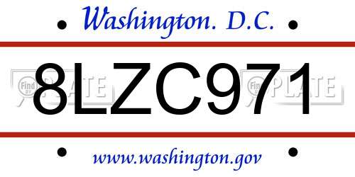 8LZC971 District Of Columbia License Plate