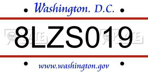 8LZS019 District Of Columbia License Plate