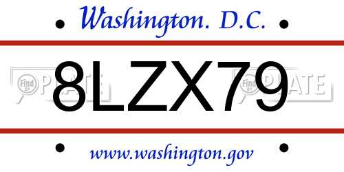 8LZX79 District Of Columbia License Plate