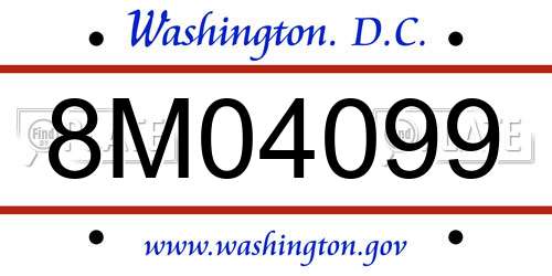 8M04099 District Of Columbia License Plate