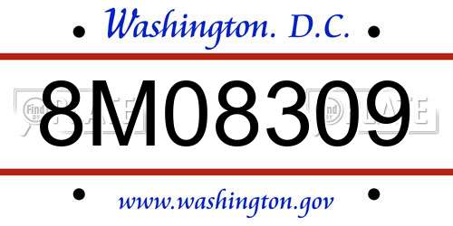 8M08309 District Of Columbia License Plate