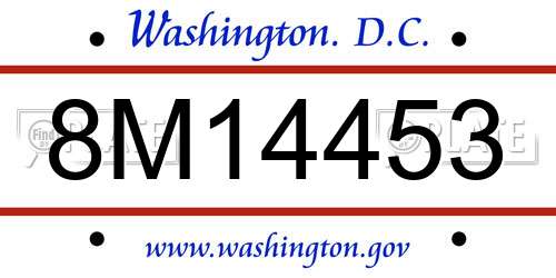8M14453 District Of Columbia License Plate