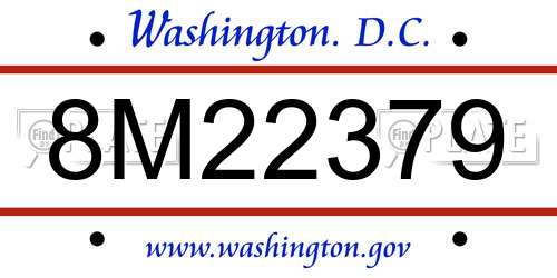 8M22379 District Of Columbia License Plate