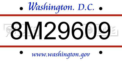 8M29609 District Of Columbia License Plate