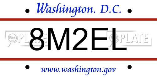 8M2EL District Of Columbia License Plate