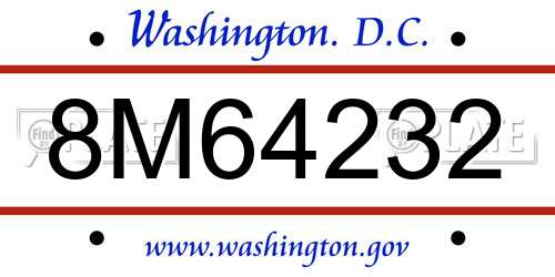 8M64232 District Of Columbia License Plate