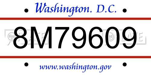 8M79609 District Of Columbia License Plate