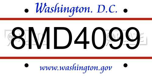 8MD4099 District Of Columbia License Plate