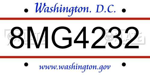 8MG4232 District Of Columbia License Plate