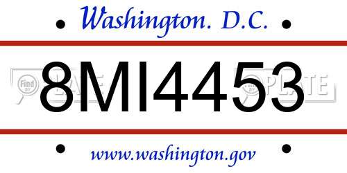 8MI4453 District Of Columbia License Plate