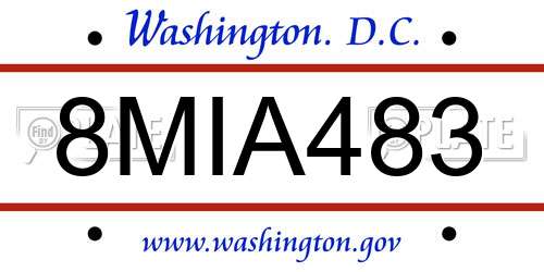 8MIA483 District Of Columbia License Plate