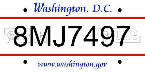 8MJ7497 District Of Columbia License Plate