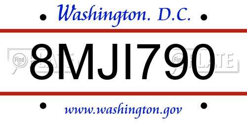 8MJI790 District Of Columbia License Plate