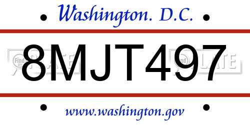 8MJT497 District Of Columbia License Plate