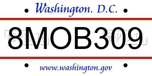 8MOB309 District Of Columbia License Plate