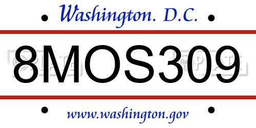 8MOS309 District Of Columbia License Plate