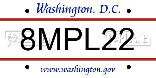 8MPL22 District Of Columbia License Plate