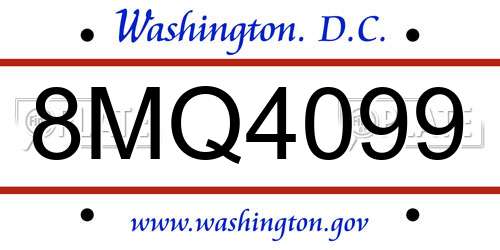 8MQ4099 District Of Columbia License Plate
