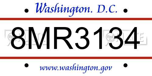 8MR3134 District Of Columbia License Plate