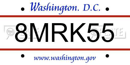 8MRK55 District Of Columbia License Plate