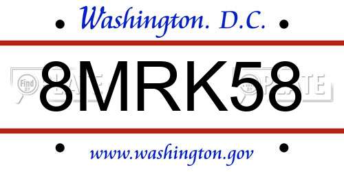8MRK58 District Of Columbia License Plate