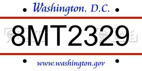 8MT2329 District Of Columbia License Plate