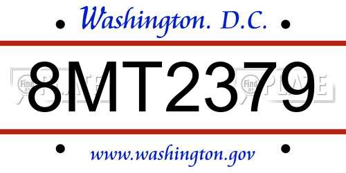 8MT2379 District Of Columbia License Plate