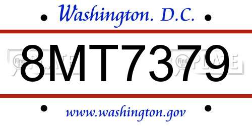 8MT7379 District Of Columbia License Plate