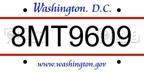 8MT9609 District Of Columbia License Plate