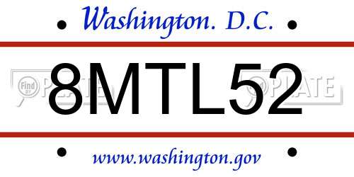 8MTL52 District Of Columbia License Plate