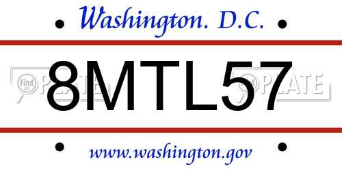 8MTL57 District Of Columbia License Plate