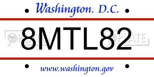8MTL82 District Of Columbia License Plate